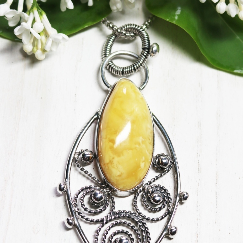 MILK & BUTTER RARE Yellow Baltic Amber Pendant